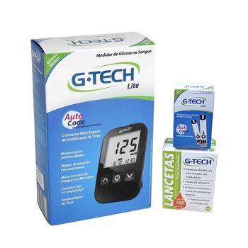 Kit Medidor De Glicose G-Tech Lite + 60 Tiras + 110 Lancetas - G-Tech