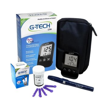 Kit Medidor De Glicose G-Tech Lite + 60 Tiras + 110 Lancetas - G-Tech