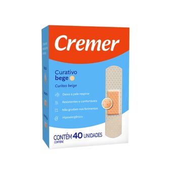 Curativo Adesivo Bege Hipoalergênico cx c/ 40un - Cremer