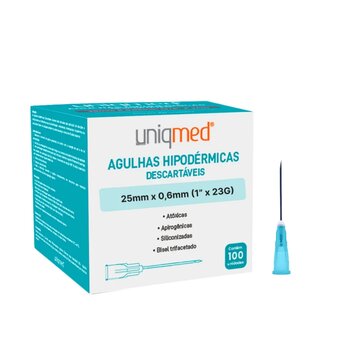 Agulha Hipodérmica 25x6 23G c/100 - Uniqmed