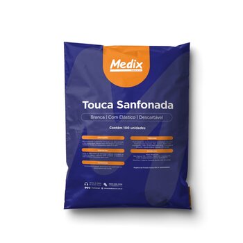 Touca Descartável Sanfonada Branca pct c/100 - Medix