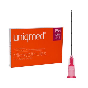 Microcânulas 18G x 70mm C/ Agulha Auxiliar Cx C/12 - Uniqmed