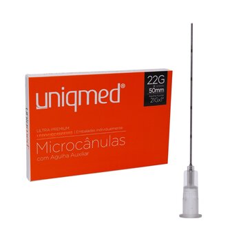 Microcânulas 22G x 50mm C/ Agulha Auxiliar Cx C/12 - Uniqmed