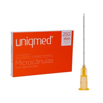 Microcânulas 25G x 50mm C/ Agulha Auxiliar Cx C/12 - Uniqmed