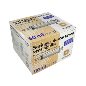 Seringa Descartável s/ Ag. 60ml Luer Slip c/25 - Descarpack