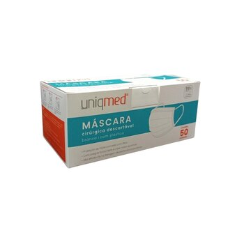 Máscara Descartável Branca c/ Elástico cx c/ 50 - Uniqmed