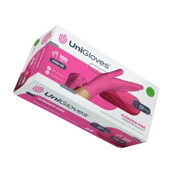 Luva de Procedimento Látex C/ Pó Rosa - UniGloves