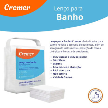 Lenço para Banho e Higiene pct c/100 - Cremer