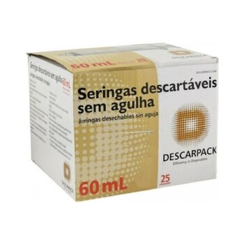 Seringa Descartável s/ Ag. 60ml Luer Lock c/25 - Descarpack