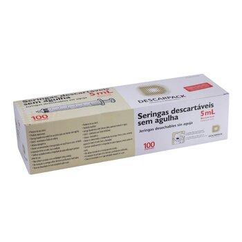 Seringa Descartável s/ Ag. 5ml Luer Lock c/100 - Descarpack