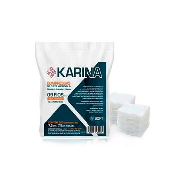 Compressa de Gaze 7,5cm x 7,5cm Karina 9 fios c/ 500 - American Medical