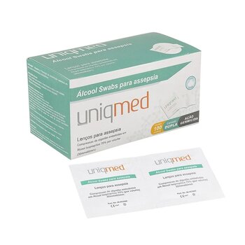 Lenço Umedecido Com Álcool 70% Swab cx c/ 100 - Uniqmed