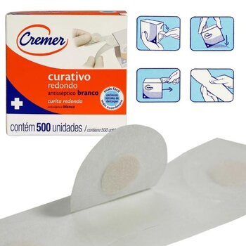 Curativo Redondo Antisséptico Branco c/ 500un - Cremer