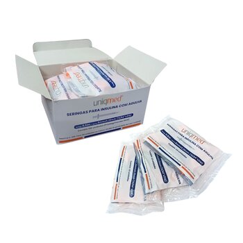 Seringa Para Insulina 0,5ml 6 x 0,25mm cx c/ 100 - Uniqmed