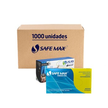 Kit Luva de Látex Sem Pó c/1000 Lalan - Safemax