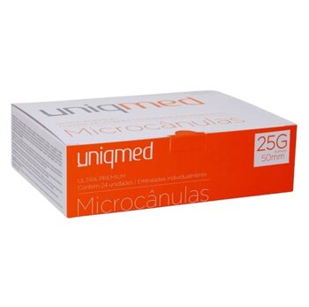 Microcânulas 25G x 50mm - cx c/ 24 - Uniqmed