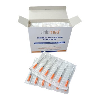 Seringa Para Insulina 0,5ml 6x0,25mm Cx C/ 100 - Uniqmed