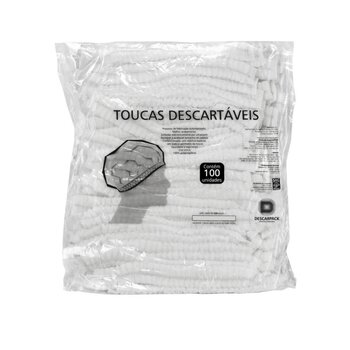 Touca Descartável Sanfonada Branca pct c/100 - Descarpack