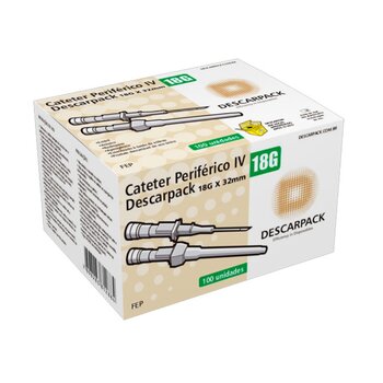 Cateter Periférico IV 18G c/ 100 - Descarpack