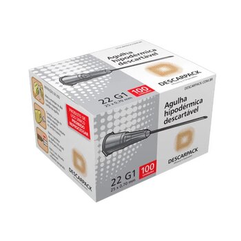 Agulha hipodérmica 25x7 22G cx c/100 - Descarpack