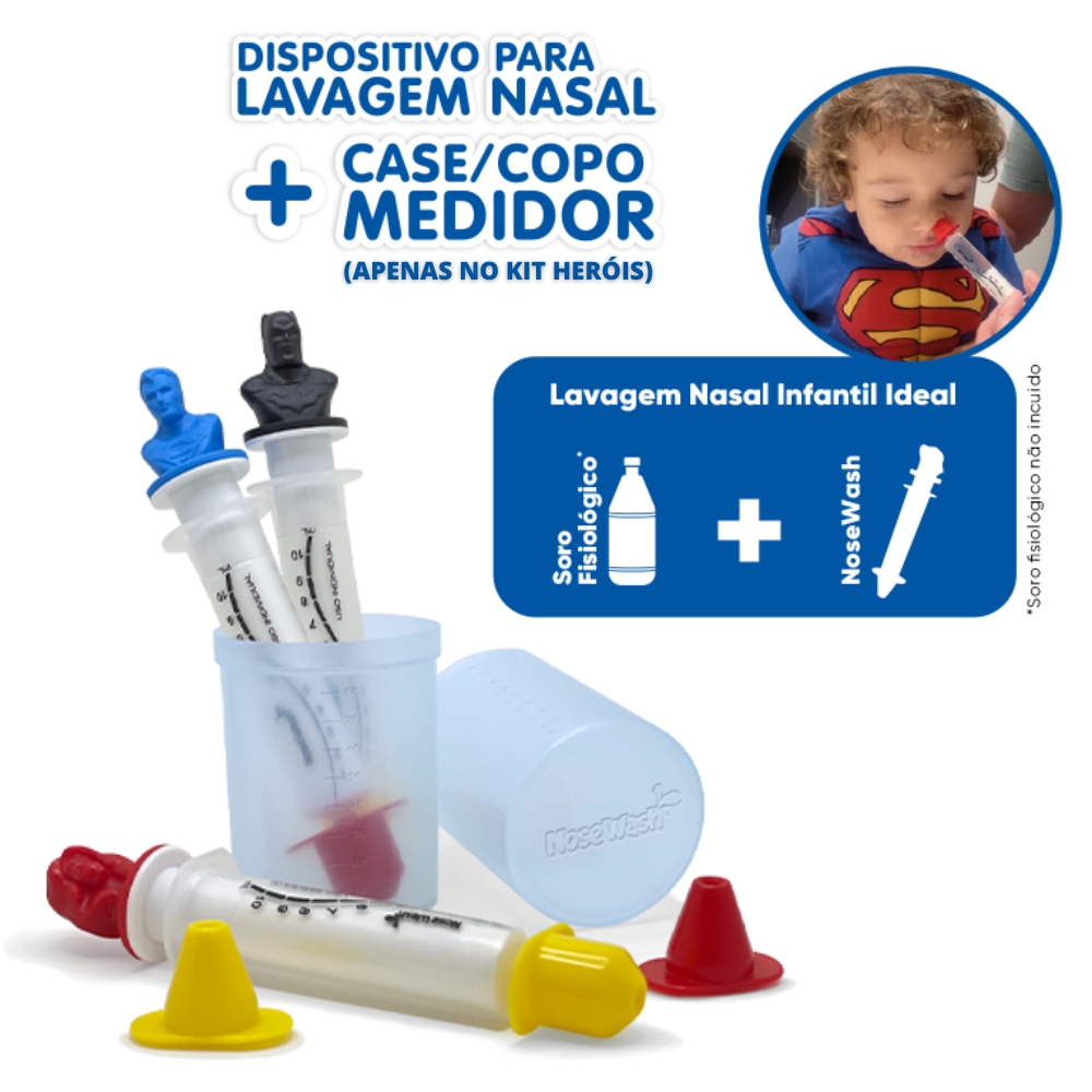 Kit Seringa Lavagem Nasal Infantil + Soro Nose Wash Cachorro