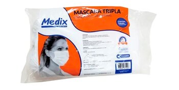 Máscara descartável tripla c/elástico pacote c/50 - Medix